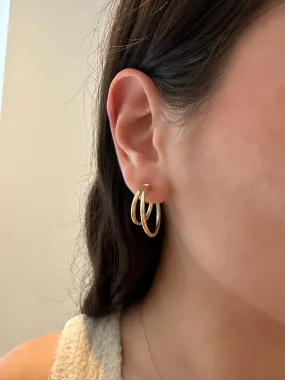 10K Gold Double Row Hoops