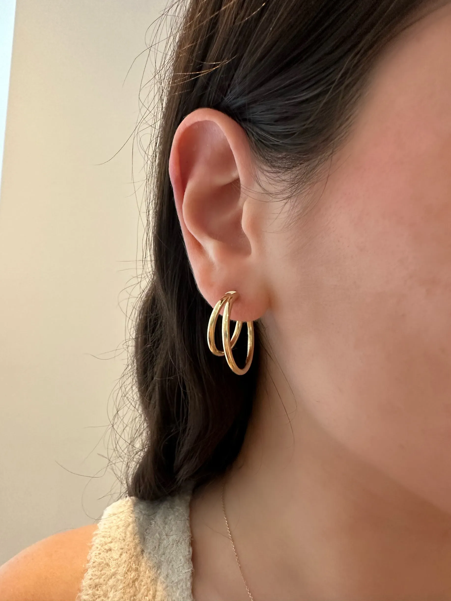 10K Gold Double Row Hoops