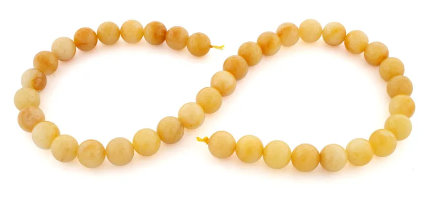 10mm Yellow Jade Gem Stone Beads