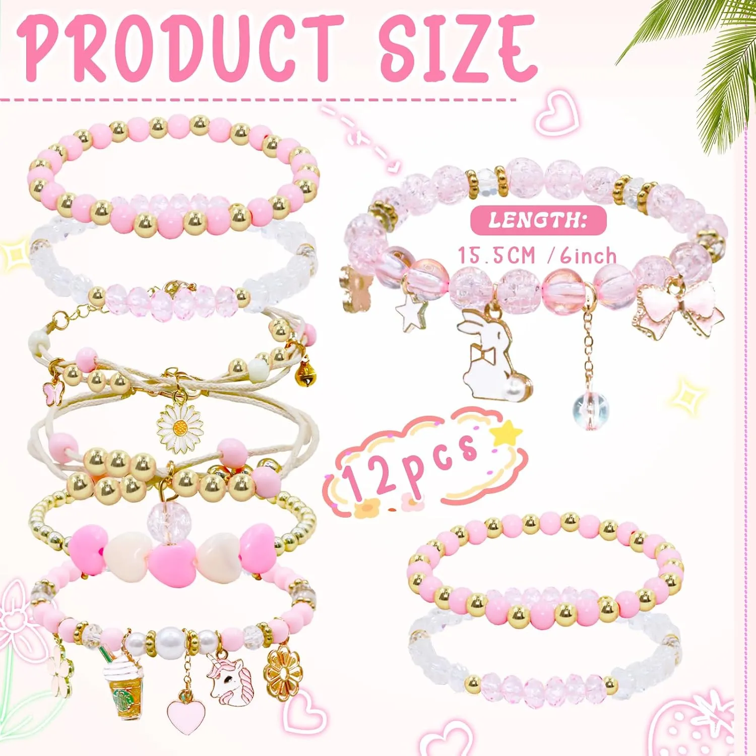 12/22Pcs Friendship Bracelets Preppy Charm Bracelets Gifts for Teen Girls Colorful Clay Beaded bracelets Stackable String Bracelets Beach Jewelry