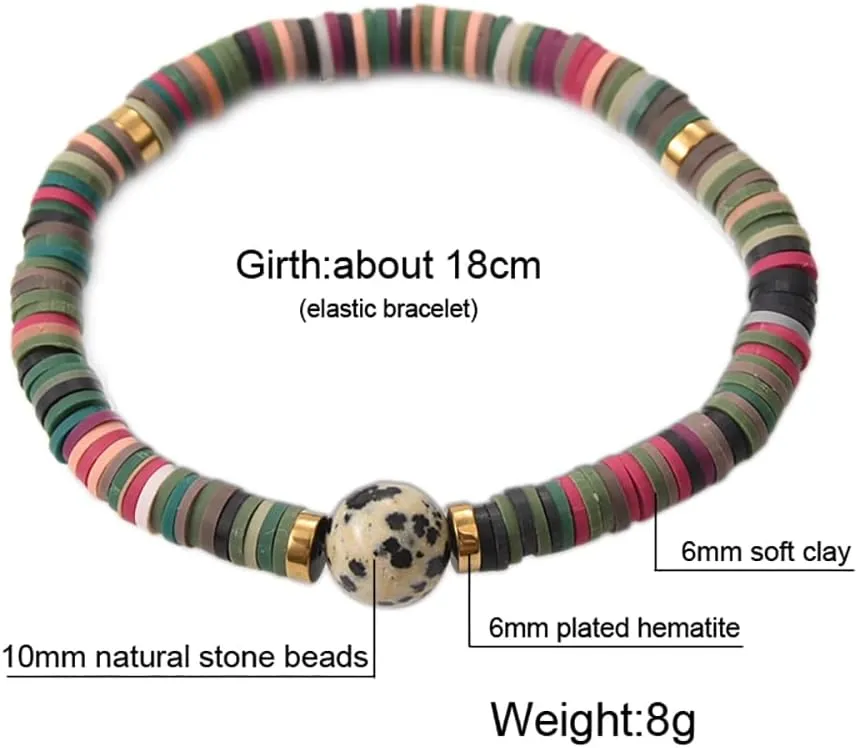 12pcs Friendship Bracelets Beaded Bracelets Heishi Bracelet Cute Bracelets Stack Vinyl Clay Disc Bead Surfer Stretch Summer Beach Bracelets For Women Preppy Bracelets