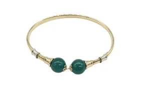 14 karat Gold and Green Jade Bangle