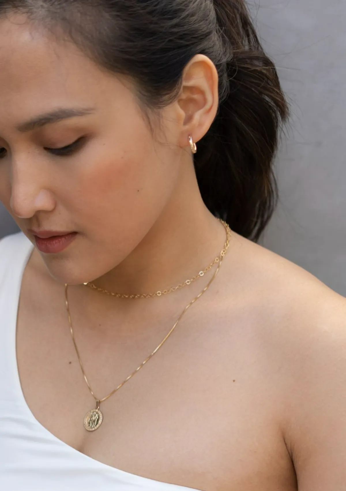 14K Gold filled Huggie Hoops (13mm)