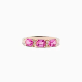 14K Rose Gold Pink Sapphire and Diamond Band Ring