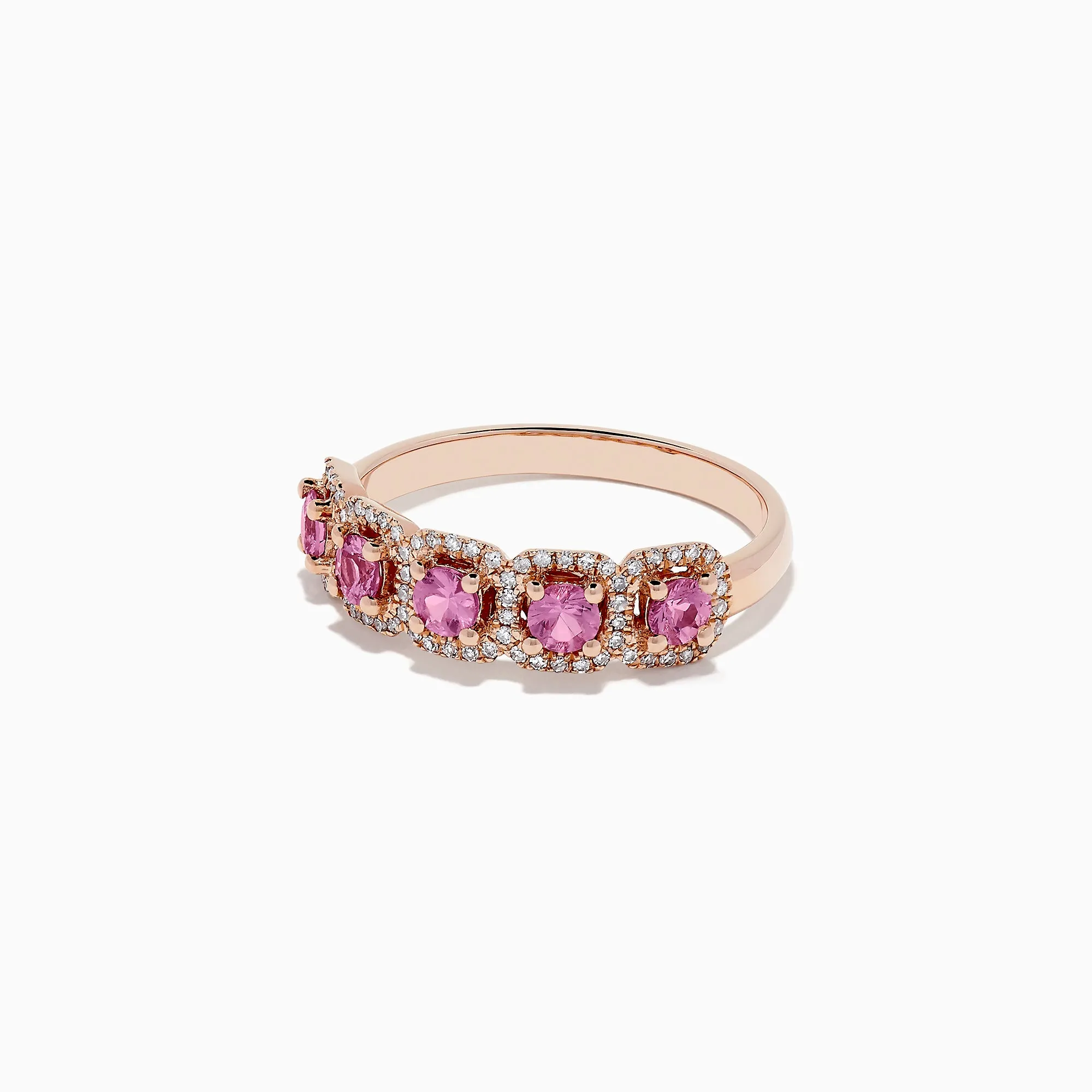 14K Rose Gold Pink Sapphire and Diamond Ring, 0.85 TCW