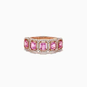 14K Rose Gold Pink Sapphire and Diamond Ring, 1.49 TCW