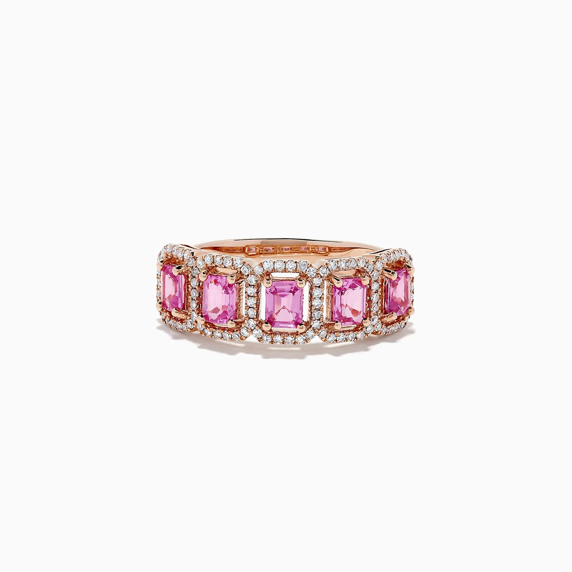 14K Rose Gold Pink Sapphire and Diamond Ring, 1.49 TCW