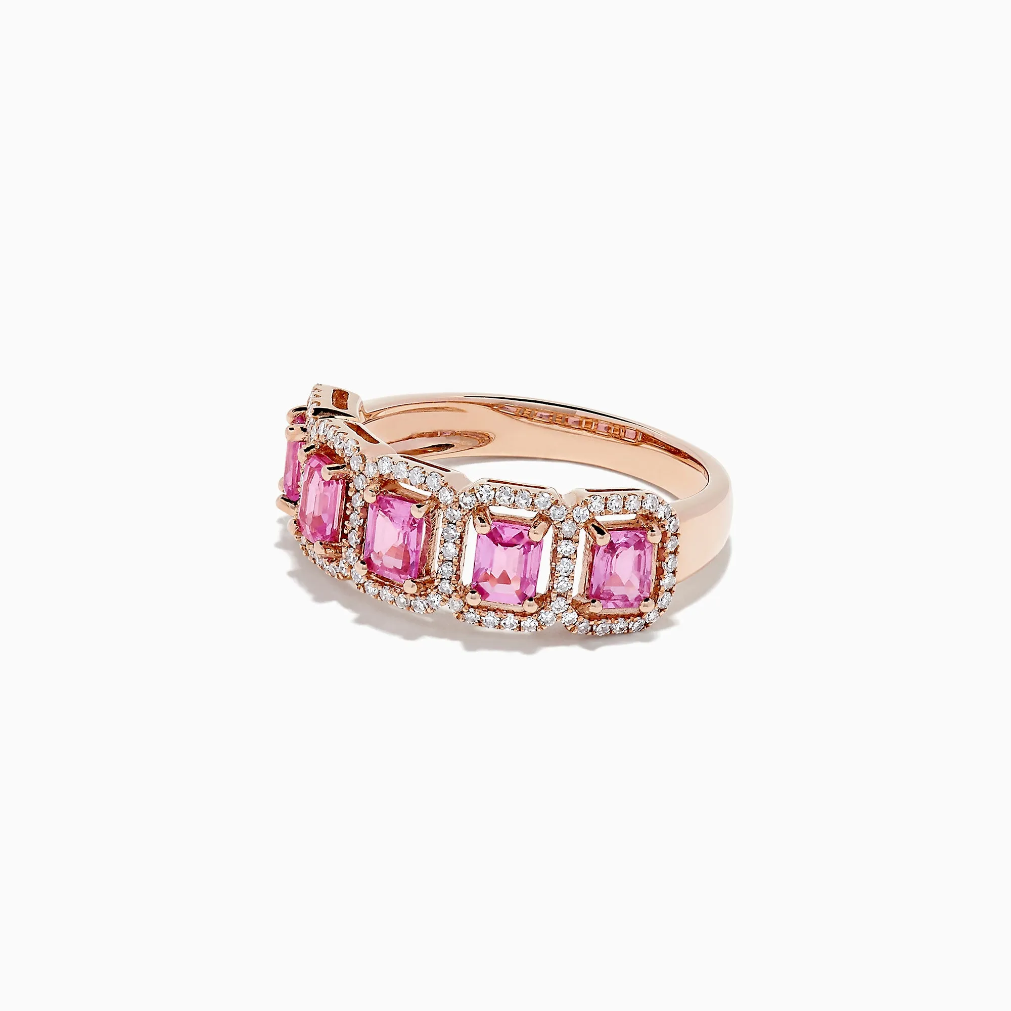 14K Rose Gold Pink Sapphire and Diamond Ring, 1.49 TCW
