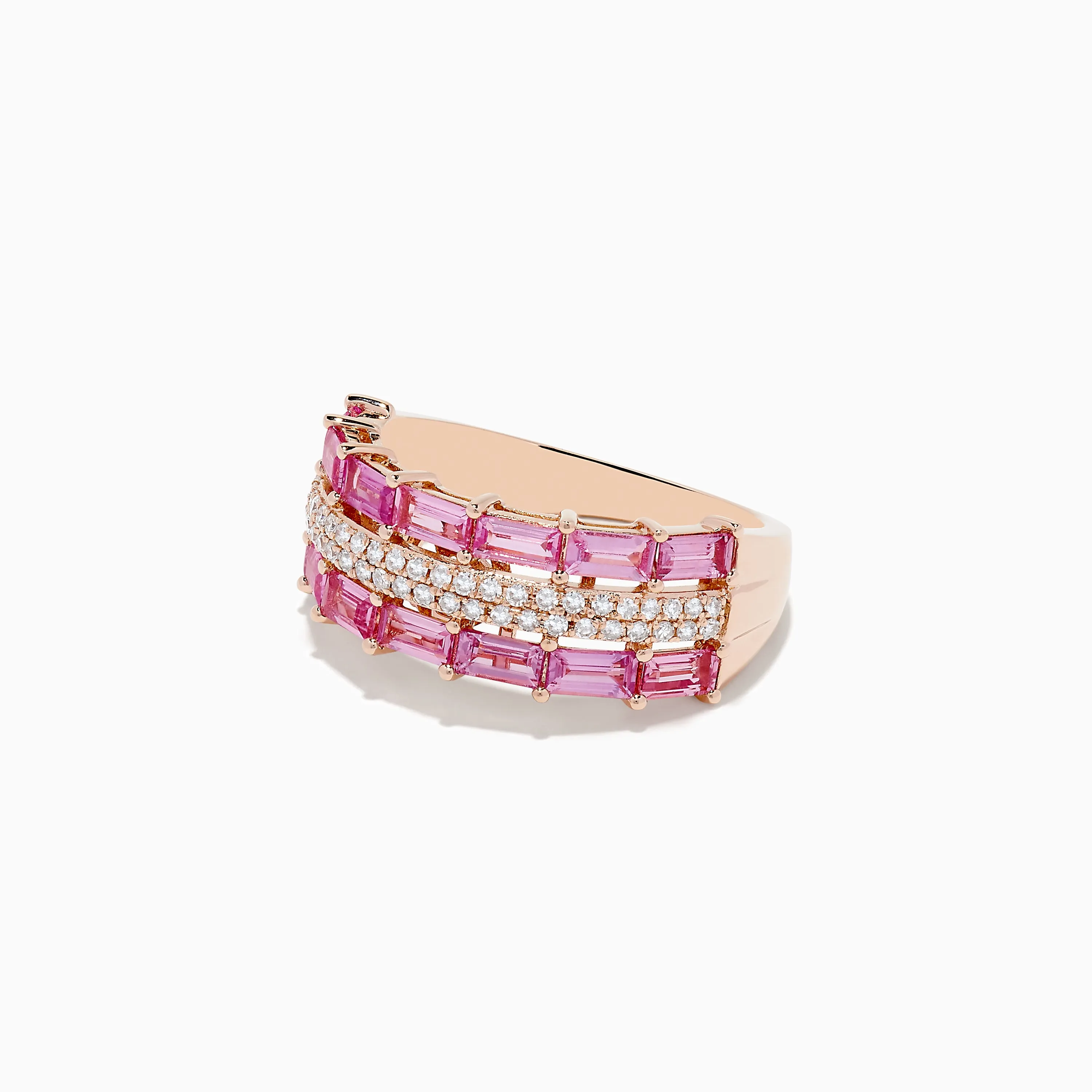 14K Rose Gold Pink Sapphire and Diamond Ring