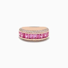 14K Rose Gold Pink Sapphire and Diamond Ring