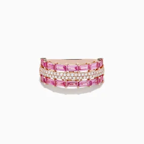 14K Rose Gold Pink Sapphire and Diamond Ring