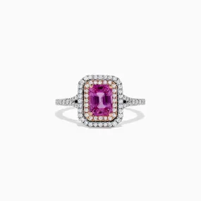 14K Two Tone Gold Pink Sapphire and Diamond Ring, 1.43 TCW