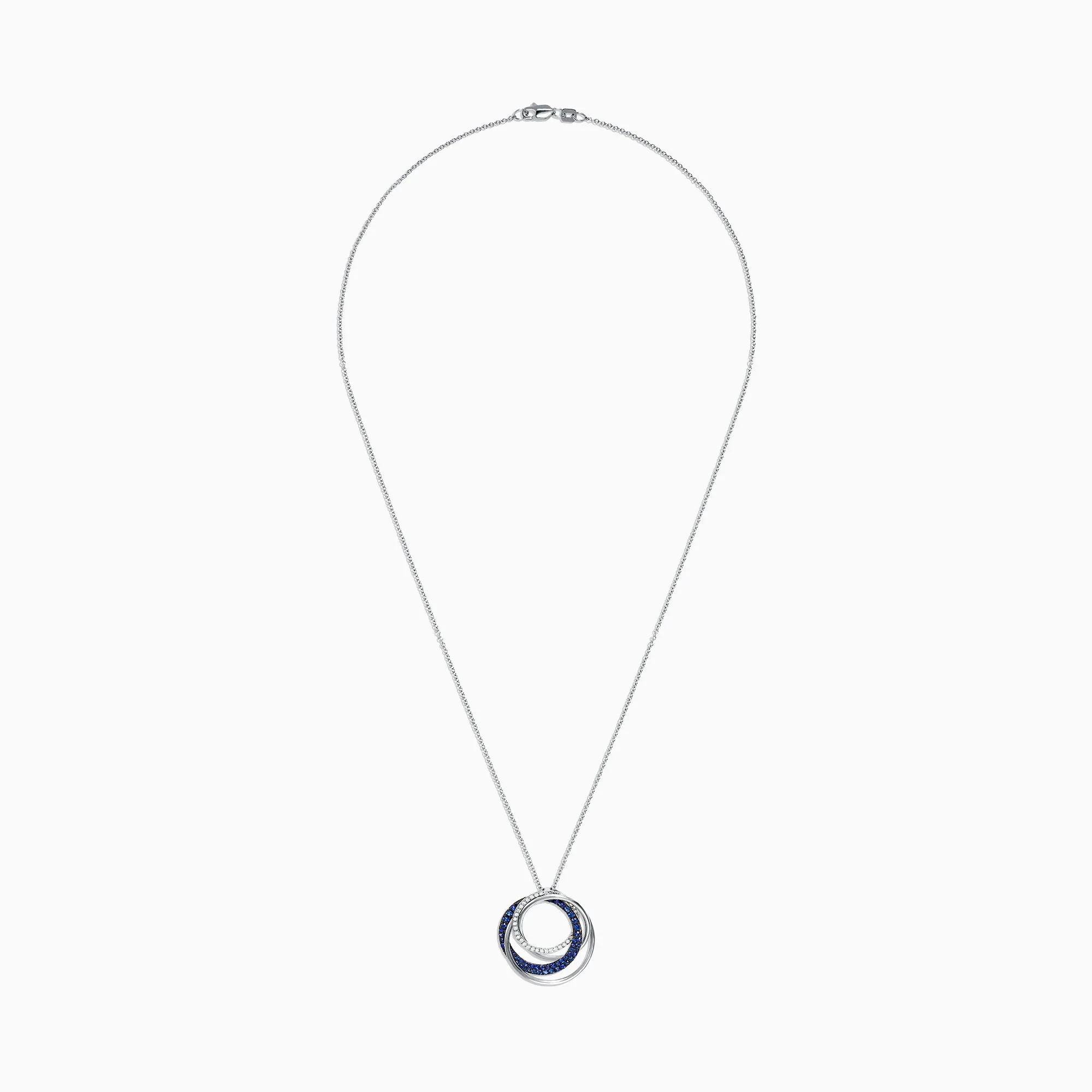 14K White Gold Blue Sapphire and Diamond Pendant, 0.74 TCW