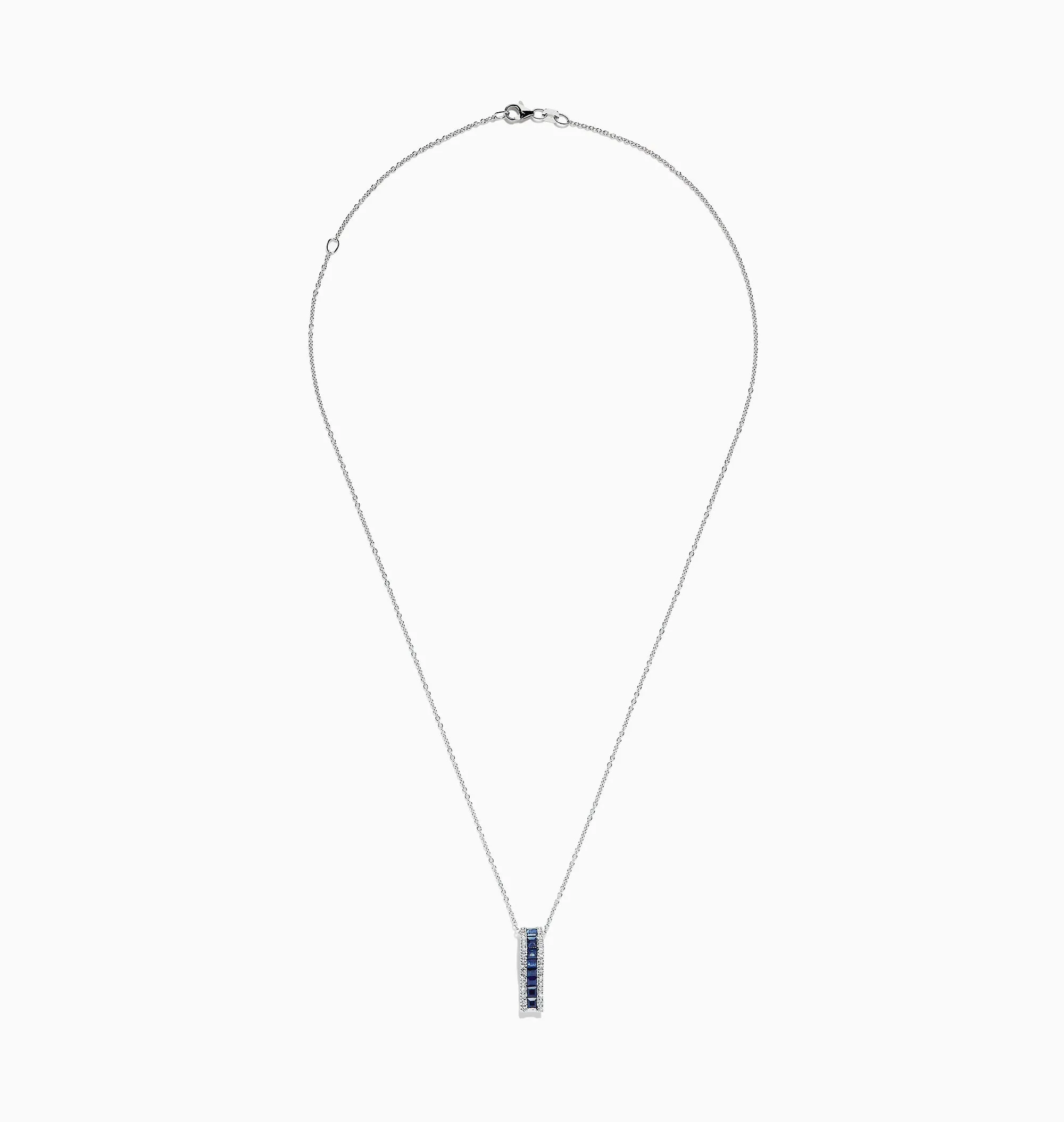 14K White Gold Blue Sapphire and Diamond Pendant, 1.20 TCW