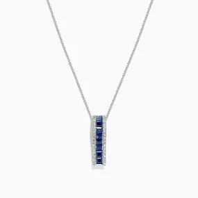 14K White Gold Blue Sapphire and Diamond Pendant, 1.20 TCW