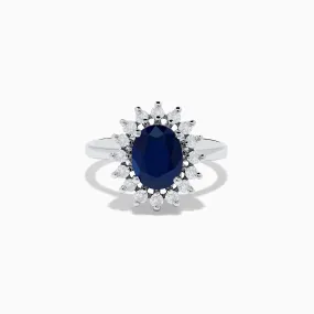14K White Gold Blue Sapphire and Diamond Ring, 2.29 TCW