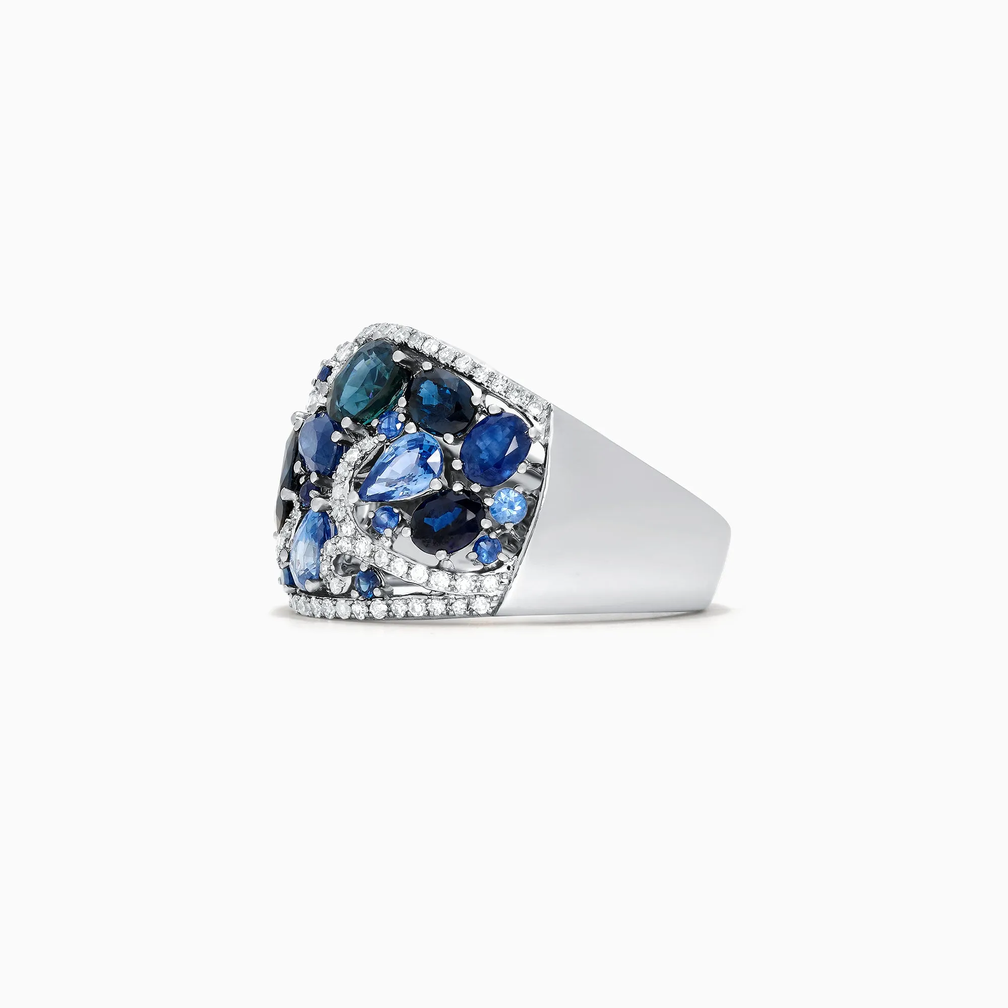 14K White Gold Blue Sapphire and Diamond Ring, 4.01 TCW