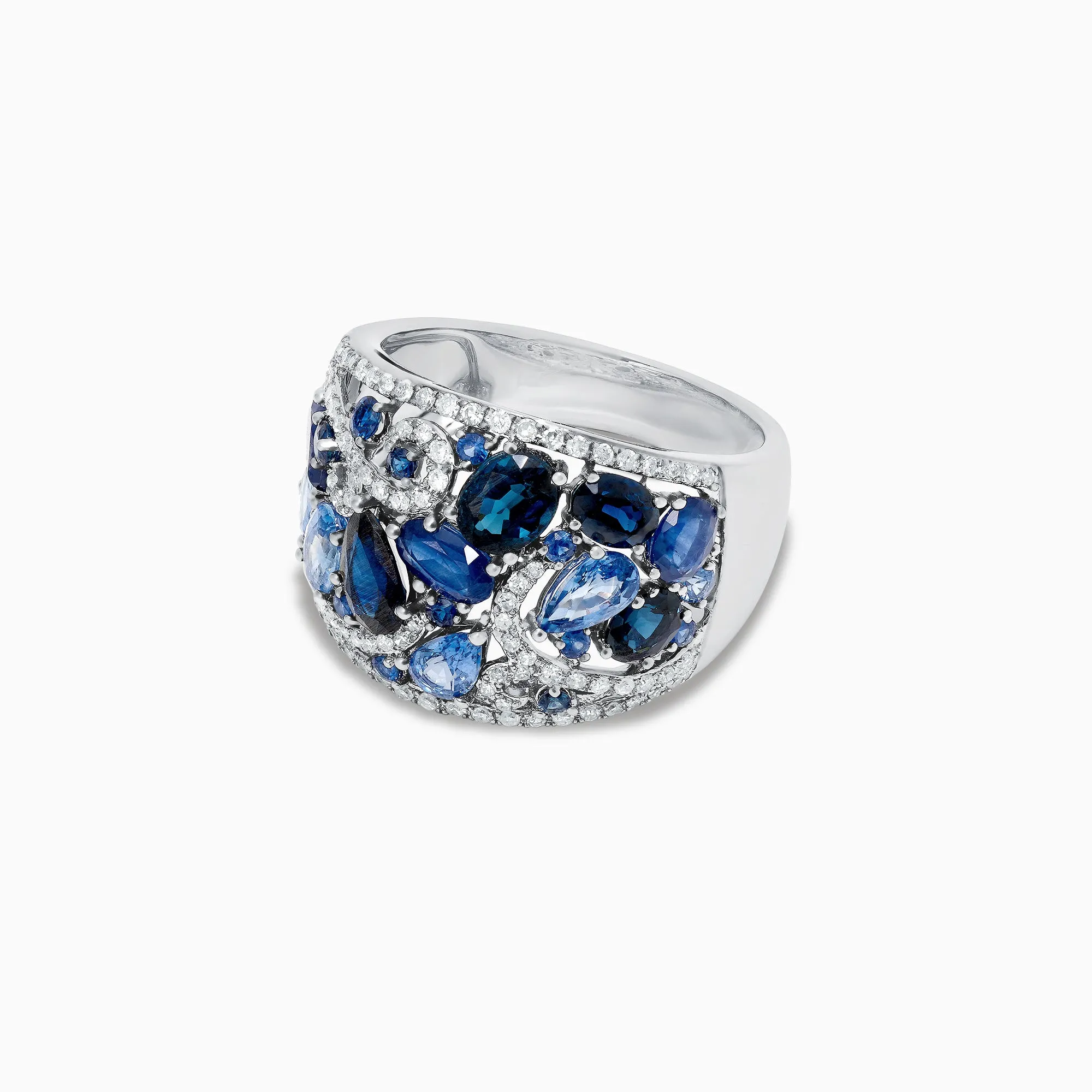 14K White Gold Blue Sapphire and Diamond Ring, 4.01 TCW