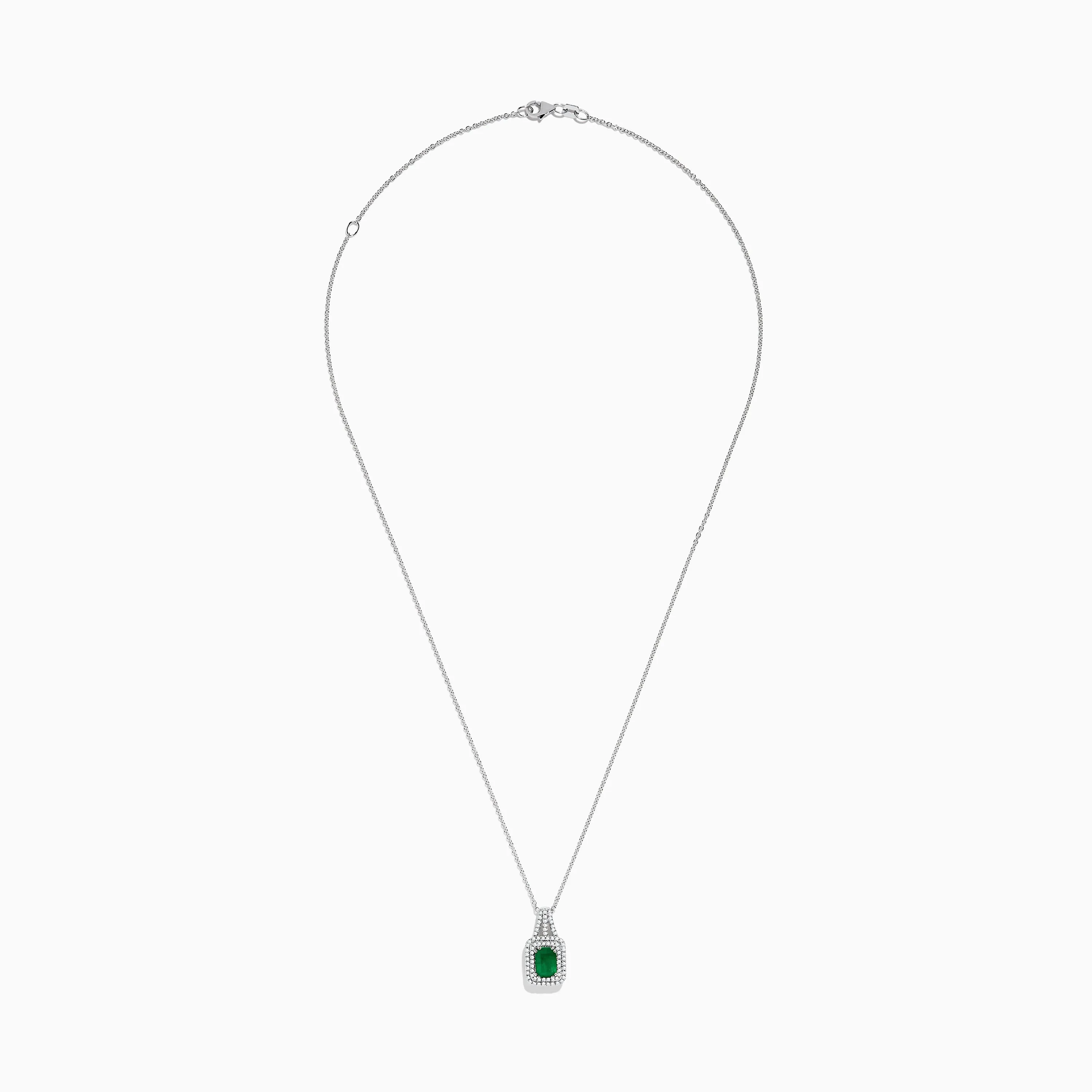 14K White Gold Emerald & Diamond Pendant, 1.25 TCW