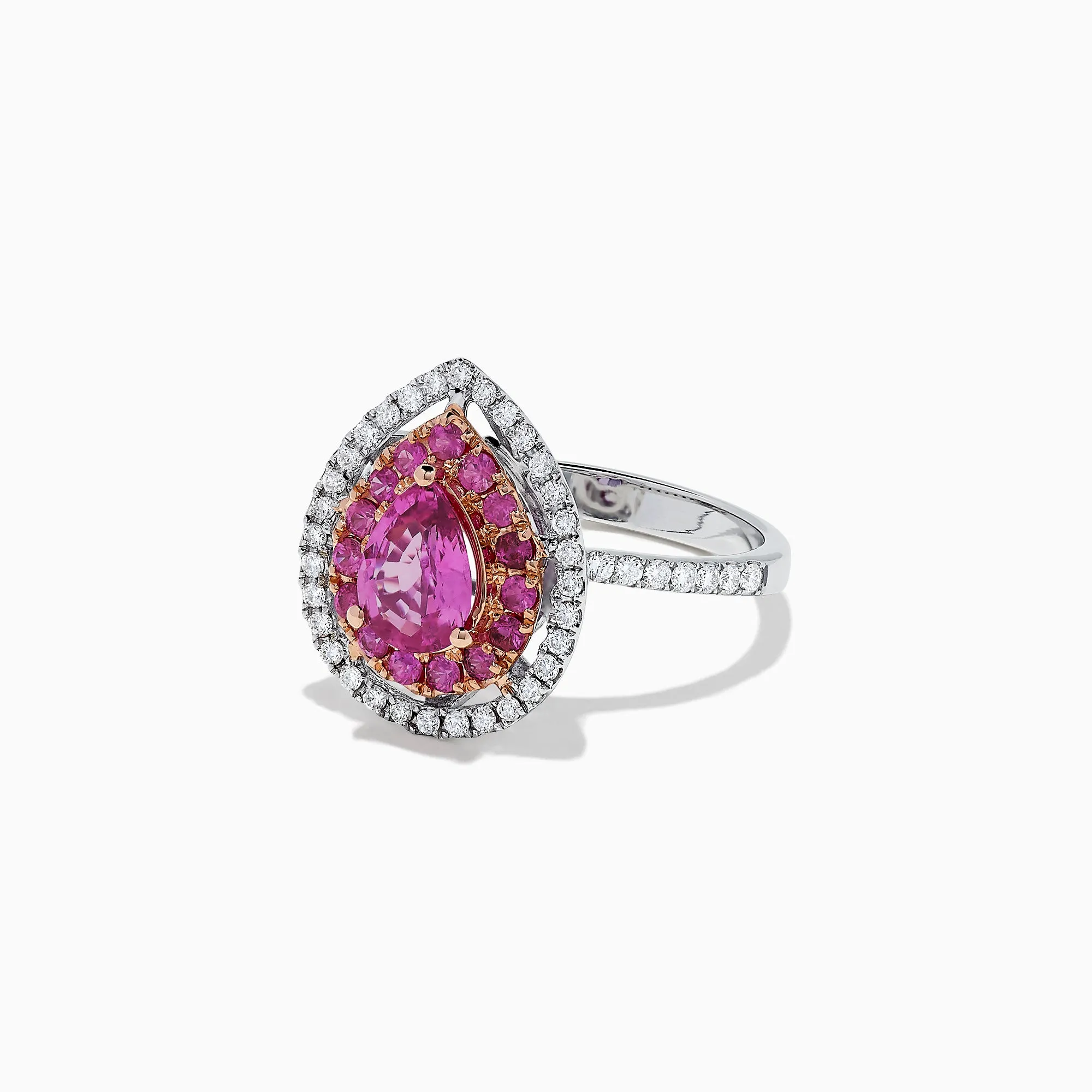 14K White Gold Pink Sapphire and Diamond Ring, 1.85 TCW
