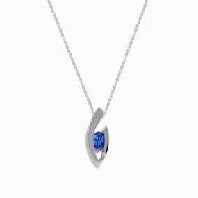 14K White Gold Tanzanite and Diamond Pendant