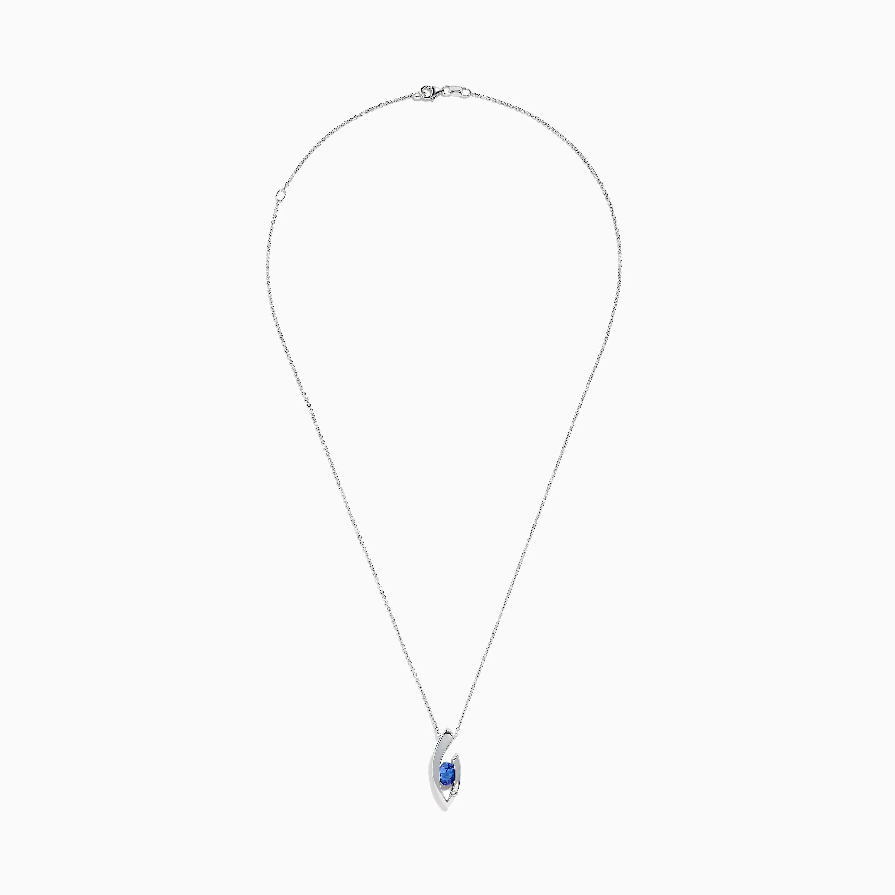 14K White Gold Tanzanite and Diamond Pendant