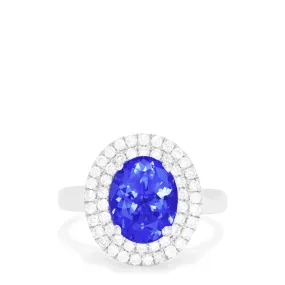 14K White Gold Tanzanite and Diamond Ring, 3.13 TCW