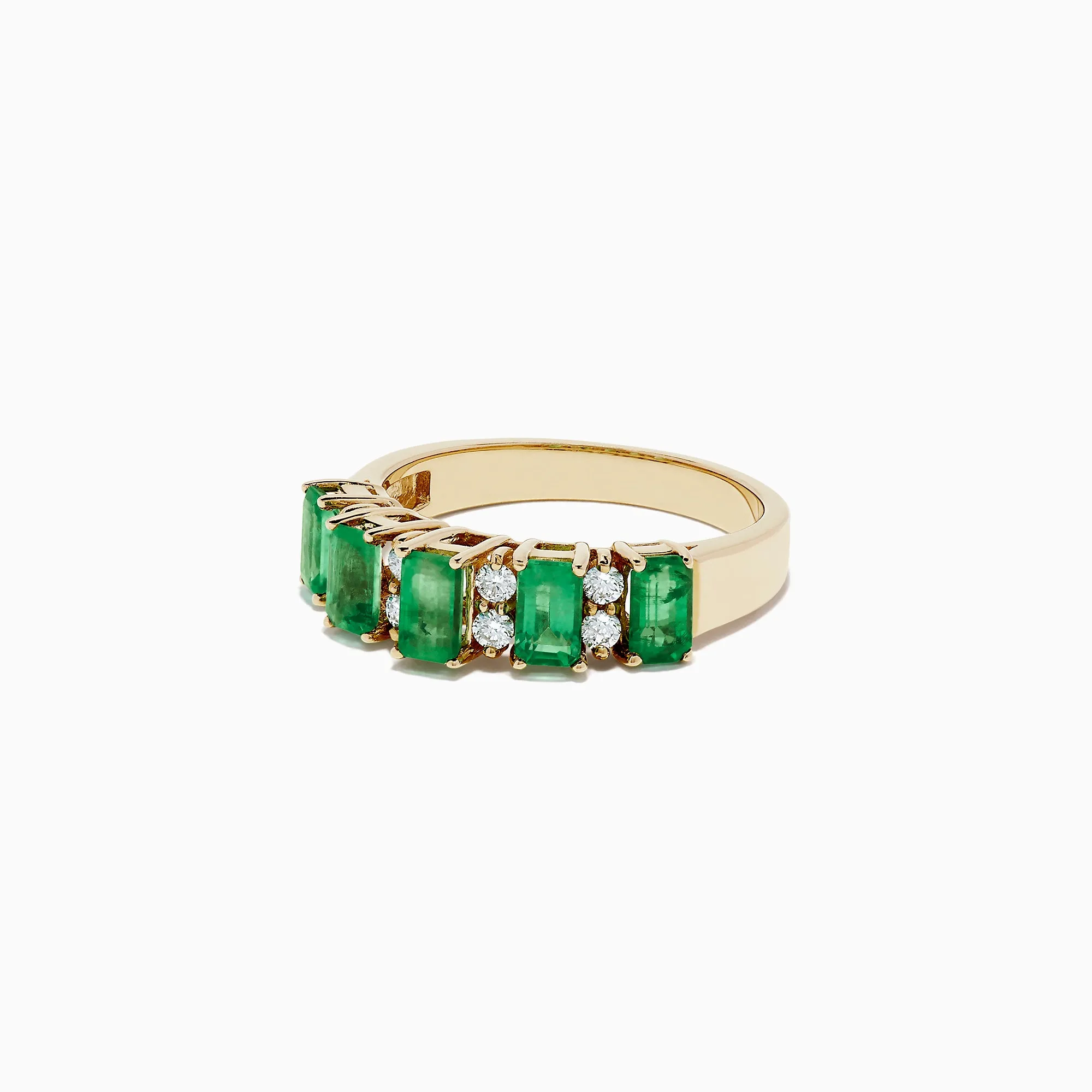 14K Yellow Gold Emerald and Diamond Band, 1.53 TCW
