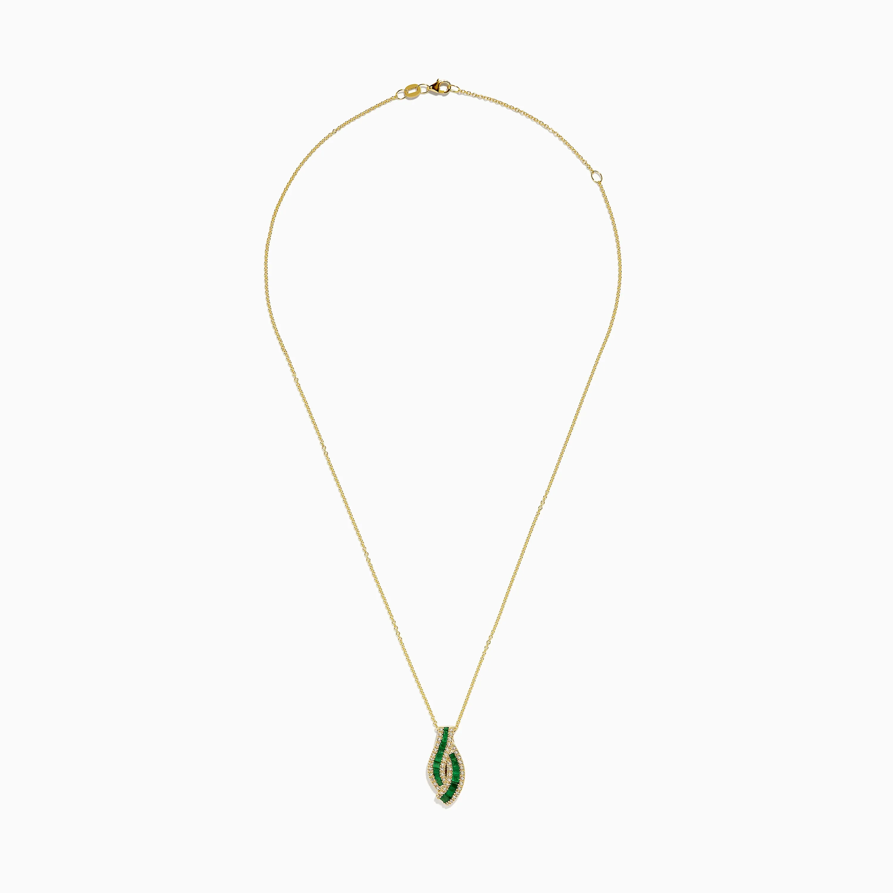 14K Yellow Gold Emerald and Diamond Pendant