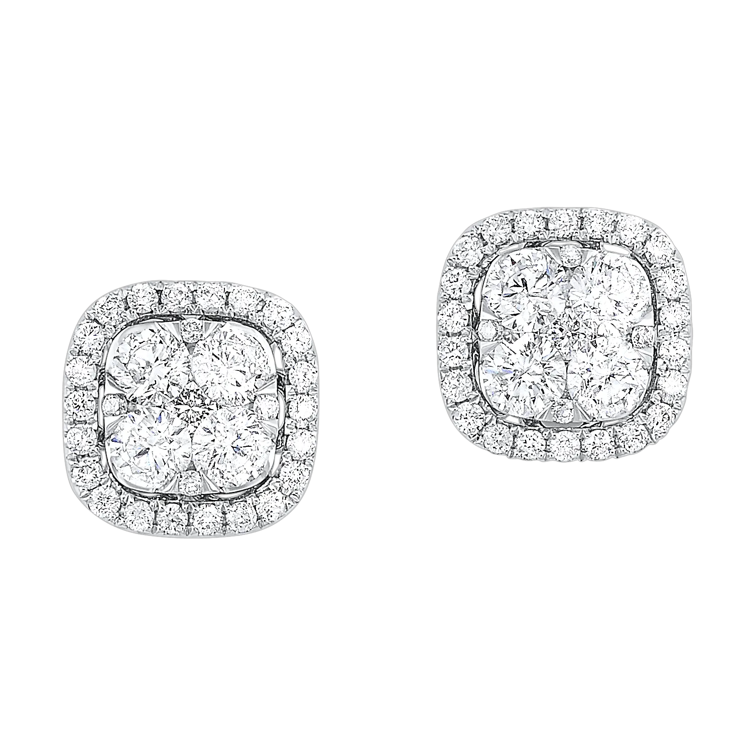 14KTW Uno Cushion Halo Earrings 3/4 Ctw