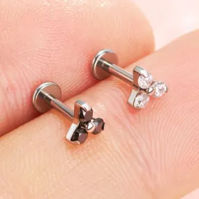 16G Titanium Internally Threaded Trinity Gem Flat Back Helix Stud
