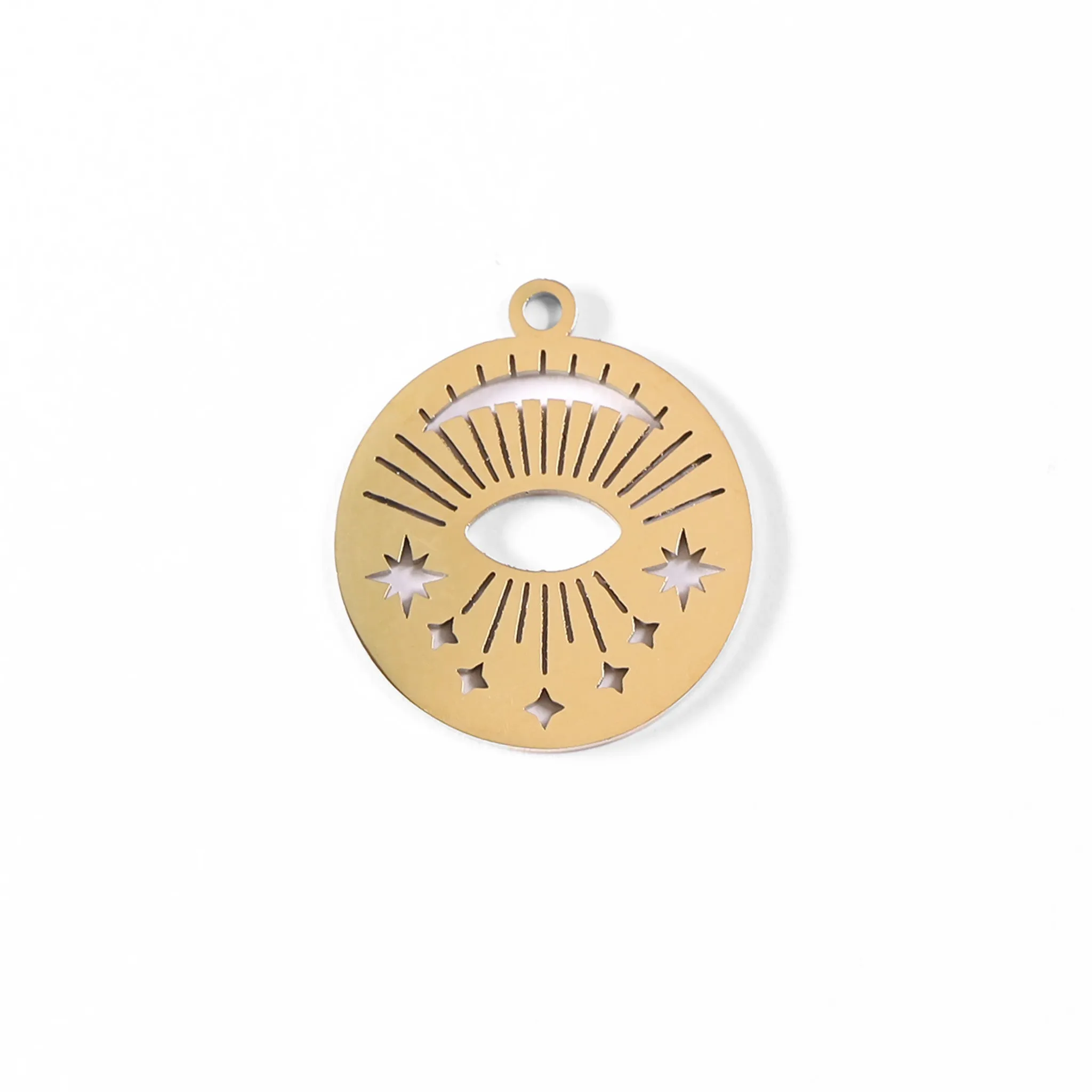 18K Gold PVD Stainless Steel Sun Ray Evil Eye Charm / PDL0038