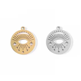 18K Gold PVD Stainless Steel Sun Ray Evil Eye Charm / PDL0038
