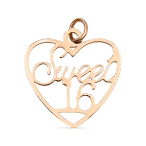 18k Rose Gold PVD Coated Stainless Steel "Sweet 16" Charm / PDJ5058