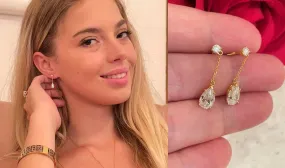 18K SOLID GOLD 5x8mm Pear cut DIAMOND Earrings Studs HANDMADE Diamond Jewelry 2ct Diamond Stud Earrings for women 18Kt Yellow GOLD SOLID Pear shaped Diamond Earrings Gift for Her Birthday Lady Luxury