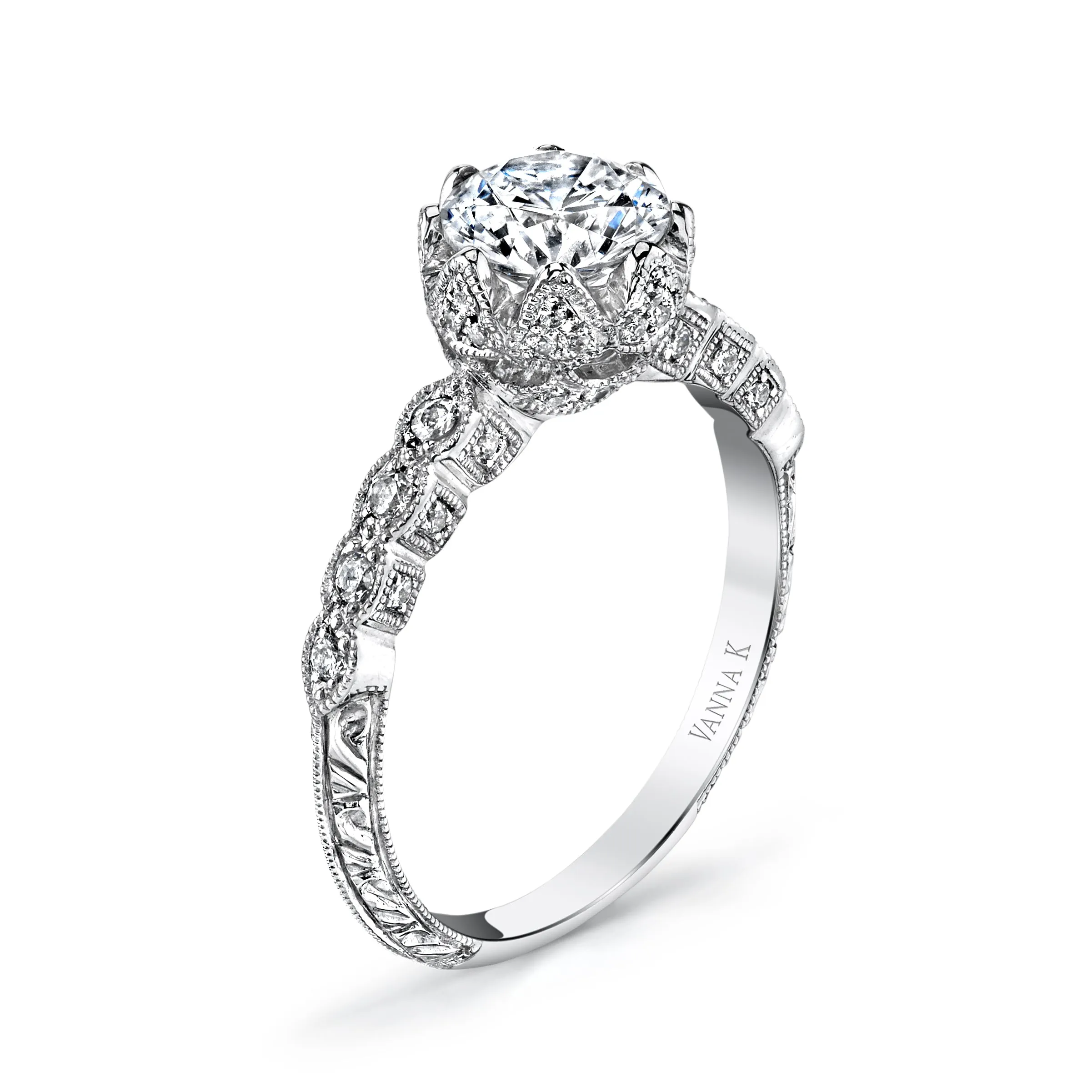 18K White Gold Diamond Engagement Ring