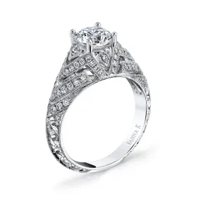 18K White Gold Diamond Engagement Ring