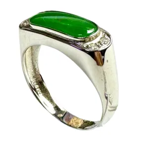 18K White Gold Jade Diamond Ring