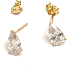 2 carat Diamond Earrings 18k SOLID GOLD Pear Shaped Diamond Stud Earrings HANDMADE Jewelry gifts for women Solitaire Pear Cut Diamond Earrings gift for Mothers Birthday Anniversary wife Xmas New Year