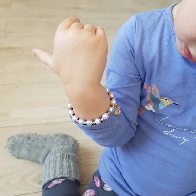 2Pcs Fashion Child Kids Beads Bracelets Bangles With Charming Mermaid/Bees/Flamingos Pendants Beaded