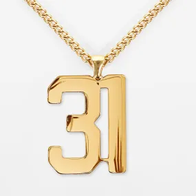 31 Number Pendant with Chain Kids Necklace - Gold Plated Stainless Steel