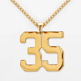 35 Number Pendant with Chain Kids Necklace - Gold Plated Stainless Steel