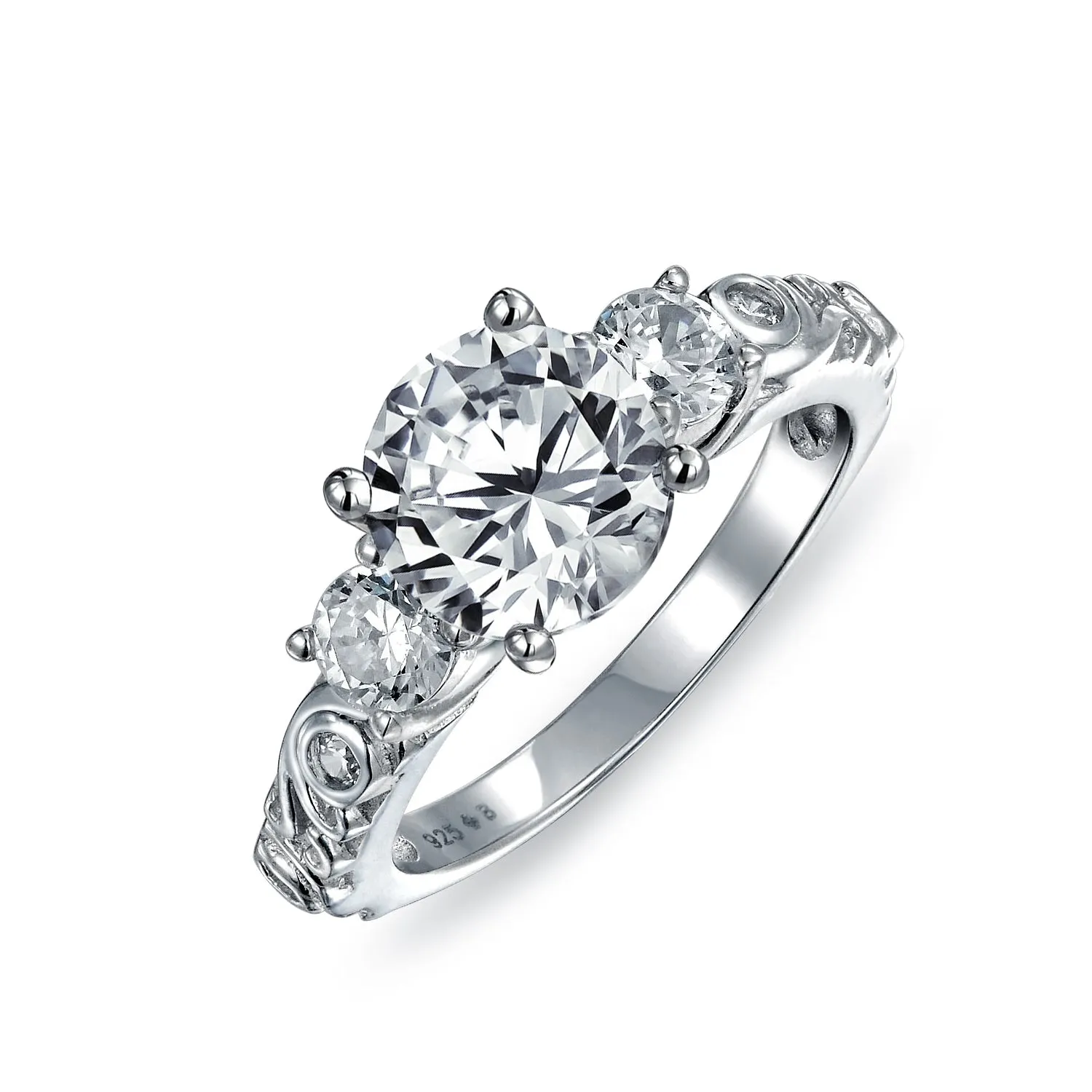 3CT AAA CZ Round Square Engagement Ring Set Band Gold Plate .925 Silver