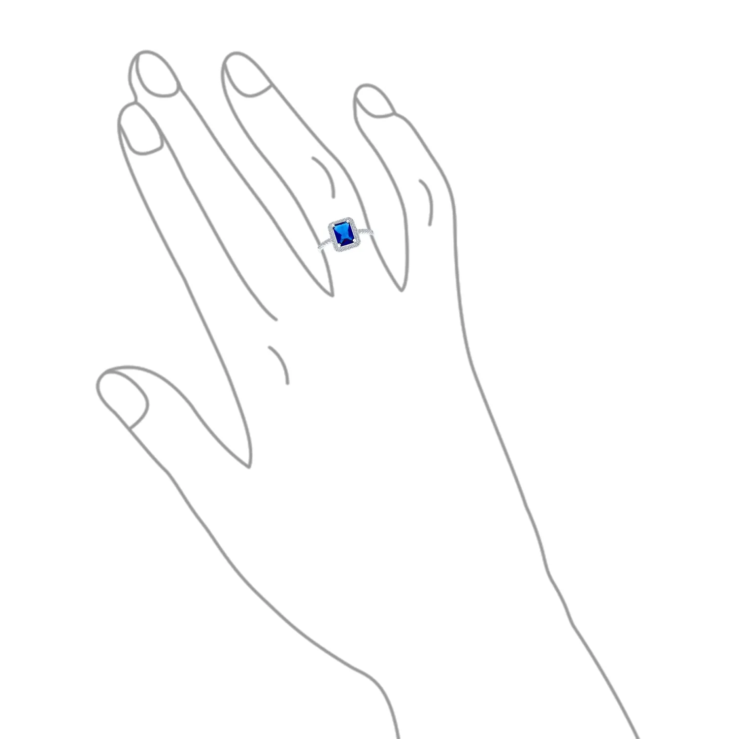 3CT CZ Blue Imitation Sapphire Emerald Cut Engagement Ring .925 Silver