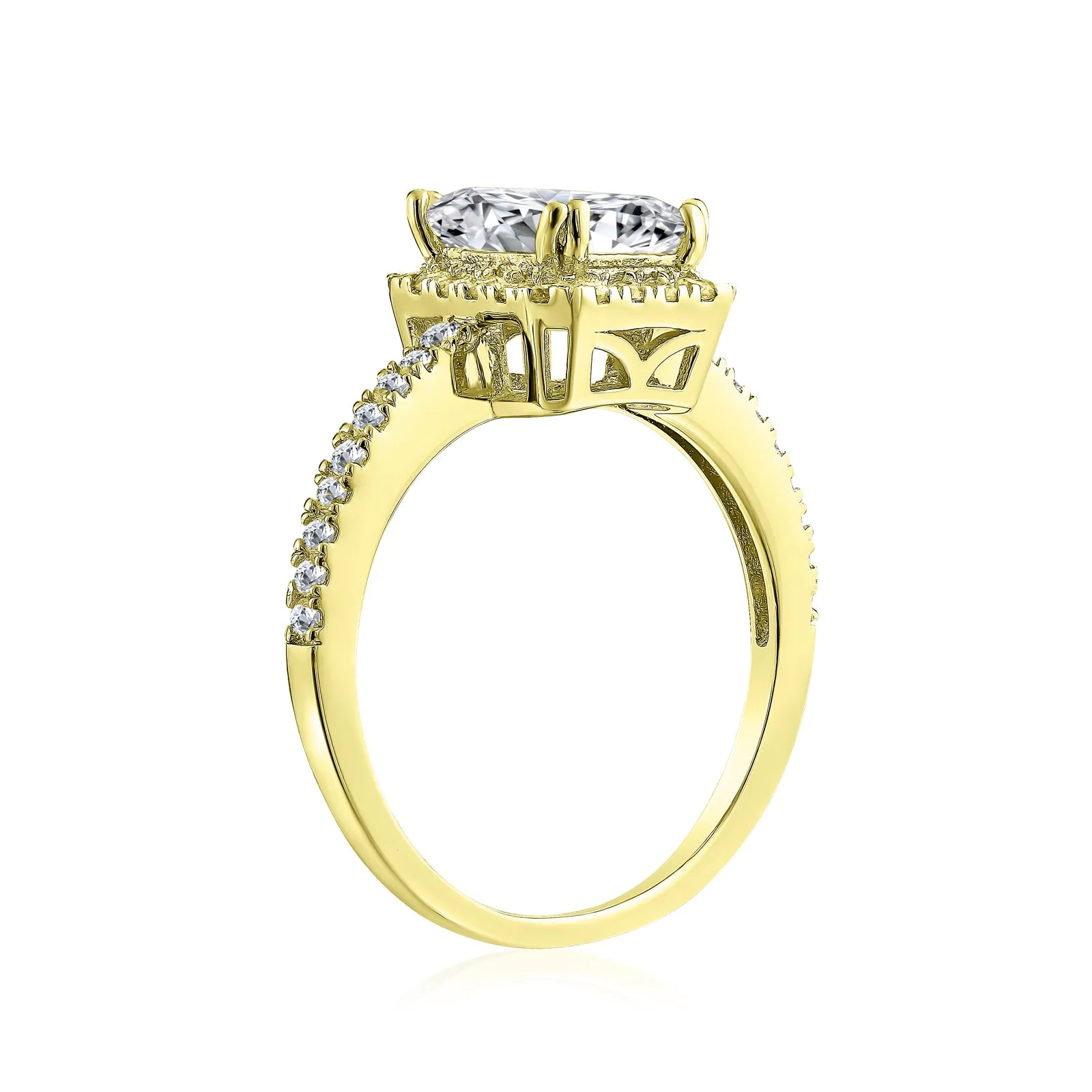 3CT CZ Blue Imitation Sapphire Emerald Cut Engagement Ring .925 Silver