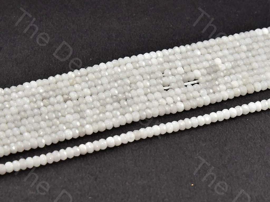 4 mm Marble White Rondelle Jade Quartz Stones