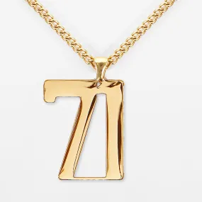 71 Number Pendant with Chain Kids Necklace - Gold Plated Stainless Steel