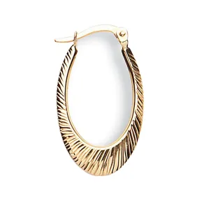 9ct Yellow Gold Oval Ribbed Hoop Earrings