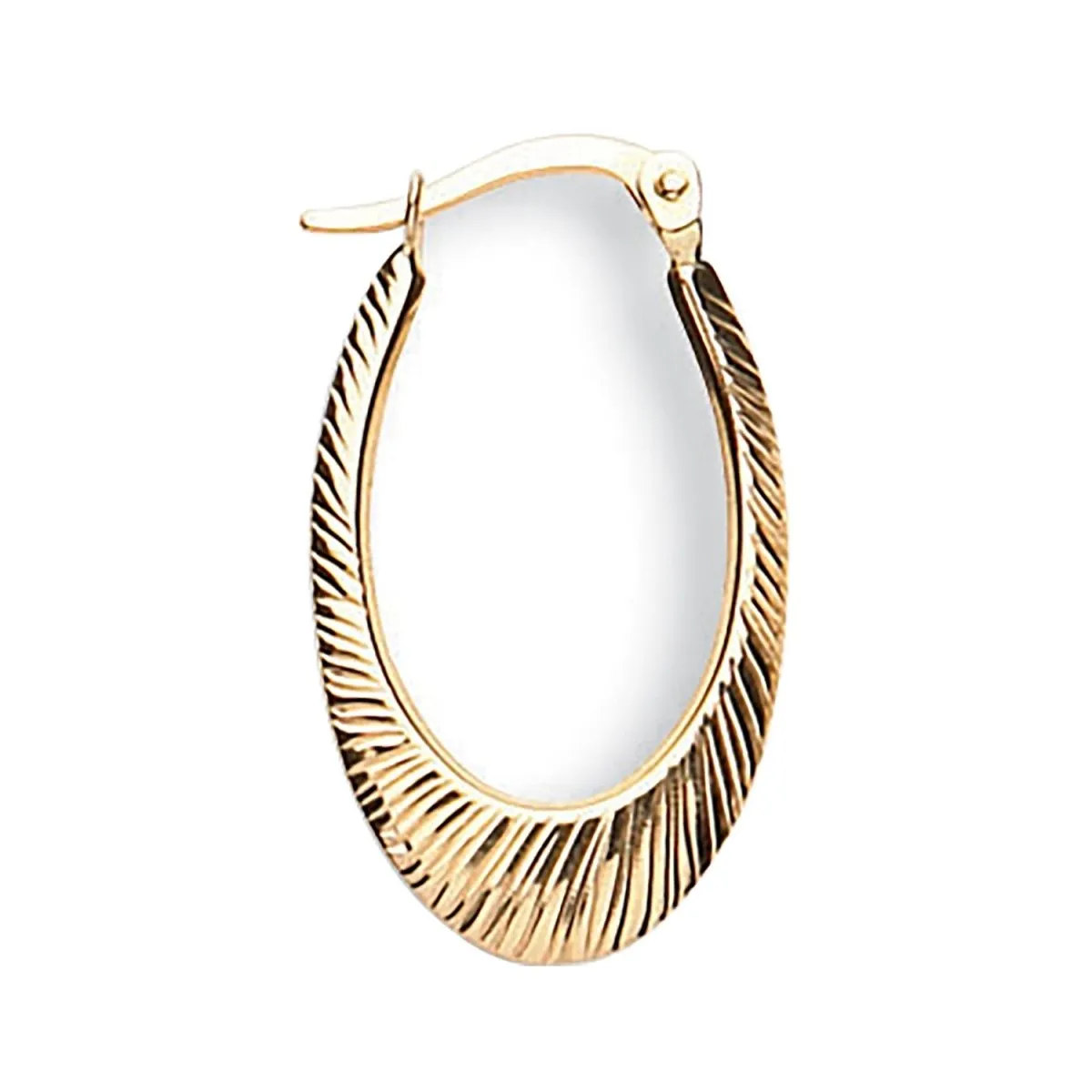 9ct Yellow Gold Oval Ribbed Hoop Earrings
