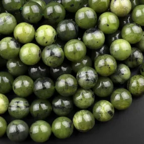 AA Natural Canadian Green Jade 4mm 6mm 8mm 10mm Round Beads 15.5" Strand